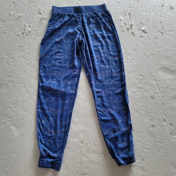 Hollister Womens Pull-on Casual Lounge Slacks Pants Sz M Medium Patterned Blue - Picture 1 of 10